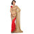Beige  Red Faux Georgette  Faux Chiffon Half Saree