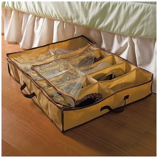 Portable 12 Pair Shoes Under Bed Shoe Storage Bag Shoe Organizer with Transparent Cover