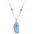Sheelas non plated, blue coloured, alloy material, wooden beads oval long necklace for women code no569