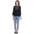 Oviya Poly Georgette Straight Solid B-Black Top