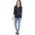 Oviya Poly Georgette Straight Solid B-Black Top