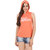 Spunk Orange Cotton Round Neck Sleeveless Printed Hoodie For Women
