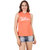 Spunk Orange Cotton Round Neck Sleeveless Printed Hoodie For Women