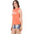 Spunk Orange Cotton Round Neck Sleeveless Printed Hoodie For Women