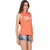 Spunk Orange Cotton Round Neck Sleeveless Printed Hoodie For Women