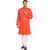 EVEN Orange Cotton Plain Short Kurta with Mandarin Collar for Men