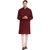 EVEN Maroon Cotton Plain Short Kurta with Mandarin Collar for Men