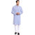 EVEN Blue Cotton Striped Short Kurta with Mandarin Collar for Men