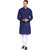 EVEN Blue Cotton Plain Short Kurta with Mandarin Collar for Men