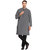 EVEN Black Cotton Striped Short Kurta with Mandarin Collar for Men