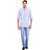 EVEN Blue Cotton Plain Short Kurta with Mandarin Collar for Men