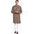 EVEN Brown Cotton Striped Short Kurta with Mandarin Collar for Men