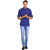 EVEN Blue Cotton Plain Short Kurta with Mandarin Collar for Men