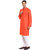 EVEN Orange Cotton Plain Short Kurta with Mandarin Collar for Men