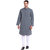 EVEN Grey Cotton Self Design Short Kurta with Mandarin Collar for Men