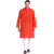EVEN Orange Cotton Plain Short Kurta with Mandarin Collar for Men