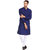 EVEN Blue Cotton Plain Short Kurta with Mandarin Collar for Men