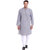 EVEN Grey Cotton Striped Short Kurta with Mandarin Collar for Men