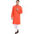 EVEN Orange Cotton Plain Short Kurta with Mandarin Collar for Men