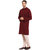 EVEN Maroon Cotton Plain Short Kurta with Mandarin Collar for Men