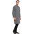 EVEN Black Cotton Striped Short Kurta with Mandarin Collar for Men
