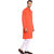 EVEN Orange Cotton Plain Short Kurta with Mandarin Collar for Men