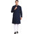 EVEN Blue Cotton Plain Short Kurta with Mandarin Collar for Men
