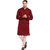 EVEN Maroon Cotton Plain Short Kurta with Mandarin Collar for Men