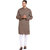 EVEN Brown Cotton Striped Short Kurta with Mandarin Collar for Men