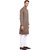EVEN Brown Cotton Striped Short Kurta with Mandarin Collar for Men