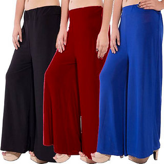 Combo pack of stylish ,trendy Causal Palazzo Pants and trousers (Balck,Royal blue and Mahron)