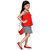 MID AGE Red Girls Floral Design Top  Skirt