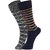 DUKK Men's Grey  Navy Blue Glean Length Cotton Lycra Socks (Pack of 2)