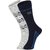 DUKK Men's Grey  Navy Blue Glean Length Cotton Lycra Socks (Pack of 2)