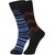DUKK Men's Blue  Black Glean Length Cotton Lycra Socks (Pack of 2)