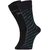 DUKK Men's Black  Navy Blue Glean Length Cotton Lycra Socks (Pack of 2)