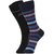 DUKK Men's Black  Blue Glean Length Cotton Lycra Socks (Pack of 2)
