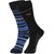DUKK Men's Blue  Black Glean Length Cotton Lycra Socks (Pack of 2)