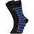 DUKK Men's Black  Blue Glean Length Cotton Lycra Socks (Pack of 2)