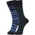 DUKK Men's Blue  Navy Blue Glean Length Cotton Lycra Socks (Pack of 2)