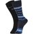 DUKK Men's Black  Blue Glean Length Cotton Lycra Socks (Pack of 2)