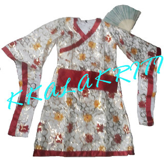 Japani Girl Fancy Dress Costume With Fan For Kids