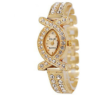 W45 New American Diamond Wrist Braclect Cum Watch For Women