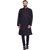 Even Black Cotton Long Casual Kurta for Men