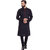Even Black Cotton Long Casual Kurta for Men