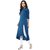 Janasya Blue Plain Crepe Straight Kurti