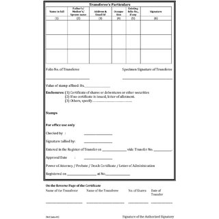 Form No. SH-4 SECURITIES TRANSFER FORM SHARE TRANSFER DEED