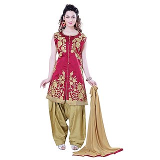 Poonam Designer Studio Women's Silk Patiala Fully Stitched Suit