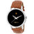 Golden Bell Men'S Brown  Black Round Genuine Leather Strap Wrist Watch (411Gb)