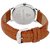 Golden Bell Men'S Brown  Black Round Genuine Leather Strap Wrist Watch (411Gb)
